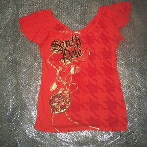womens SOUTH POLE blouse.Flutter sleeves.Bling.size large